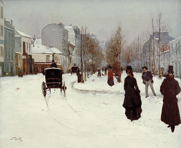 Zasněžený Boulevard de Clichy od Norbert Goeneutte