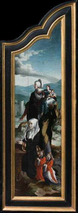 Triptych with the Crucifixion, Saints and Donors od Nordniederländischer Meister um 1530