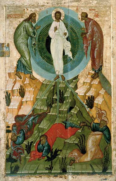 The Transfiguration of Our Lord, Russian icon from the Holy Theotokos Dormition Church on the Voloto od Novgorod School