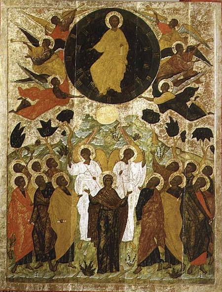 The Ascension of Our Lord, Russian icon from the Malo-Kirillov Monastery, Novgorod School od Novgorod School
