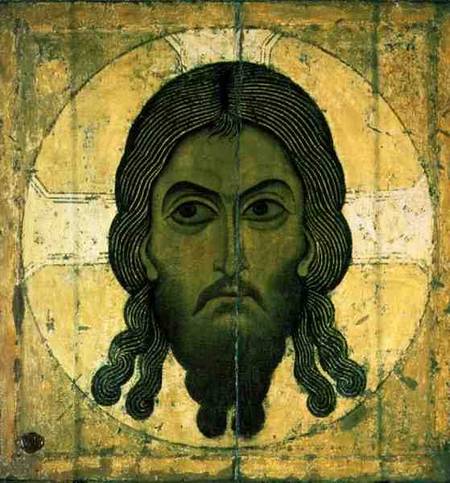 The Holy Face (tempera & gold on panel) od Novgorod School