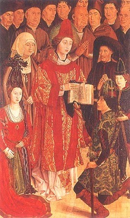 Alfons V., king of Portugal in front of the St. Vinzens (part) od Nuno Goncalves