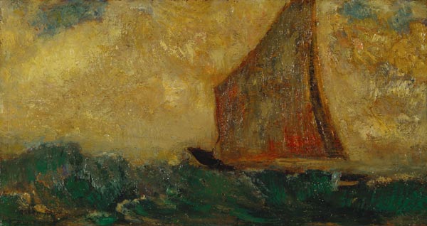 The Mystical Boat (oil on cradled panel) od Odilon Redon