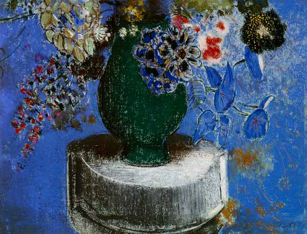 Flowers in a green vase od Odilon Redon