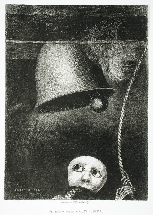 A Mask Sounds the Death Knell. Series: For Edgar Poe od Odilon Redon
