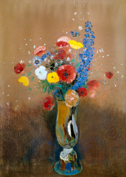 Feldblumenstrauss in a high vase od Odilon Redon