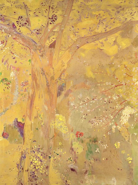 Tree Against a Yellow Background od Odilon Redon