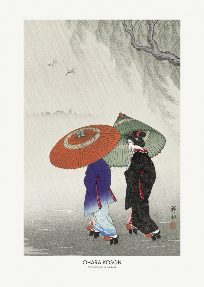 Two Women In The Rain od Ohara Shôson
