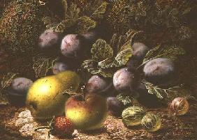 Still Life with Plums, Gooseberries, Apple, Pear and Strawberry