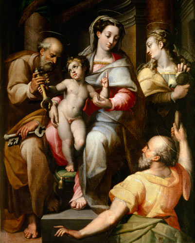 Holy Family with St. Peter and St. Mary Magdalene od Orazio Samacchini