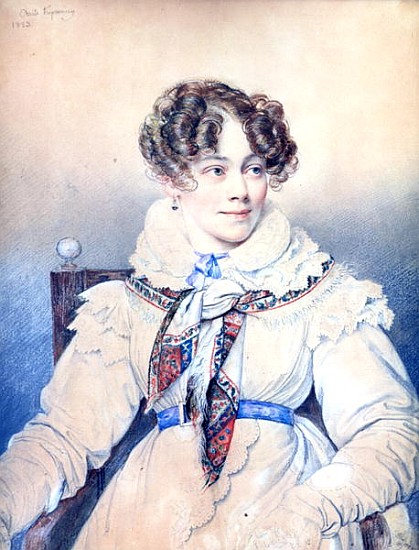Portrait of Sophie Rostopchine (1799-1874) Countess of Segur, 1823 (colour pencil on paper) od Orest Adamovich Kiprensky