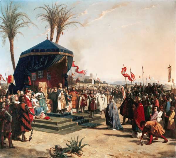 St. Louis (1214-70) King of France Receiving Robert Patriarch of Jerusalem, in Damietta in 1249 od Oscar Gue