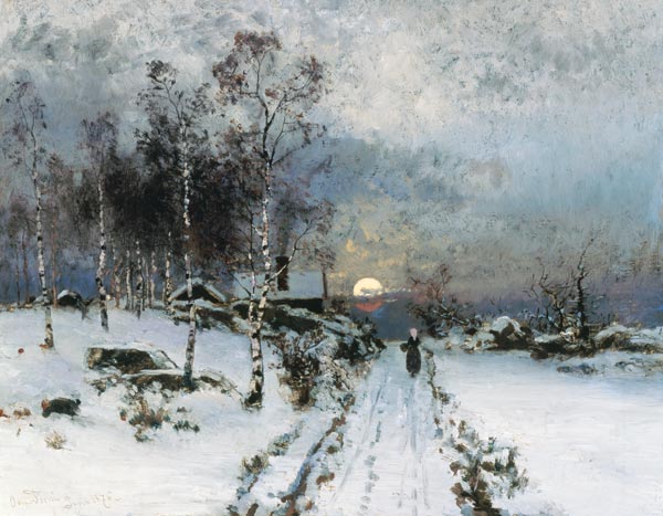 Winter evening with stroller od Oscar Törna
