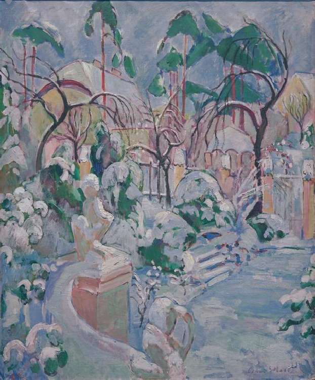 Garden with Snow od Oskar Moll