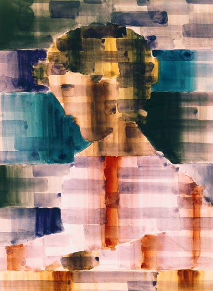 Girl head into coloured Karierung od Oskar Schlemmer