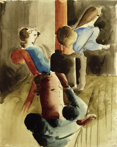 Vierergruppe mit Sitzender od Oskar Schlemmer