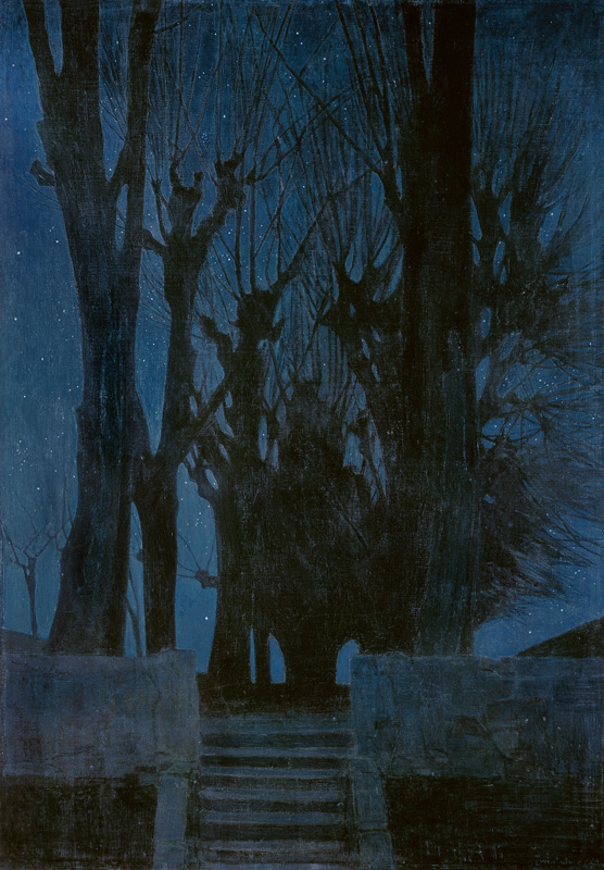 Willow Trees by Night od Oskar Zwintscher