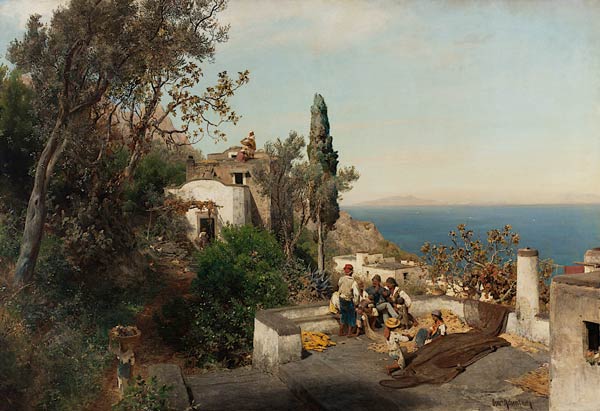 Italienische Küstenlandschaft bei Neapel od Oswald Achenbach