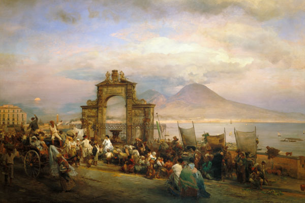 Market day in Naples od Oswald Achenbach