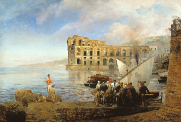 With Naples Johanna books with the palace of the queen. od Oswald Achenbach