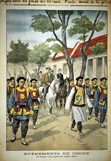 European foreigners under armed escort Chinese regular soldiers during the Boxer rebellion of 1899-1 od Oswaldo Tofani