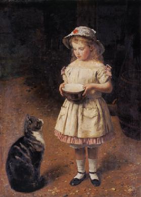 Fair-haired girl with cat