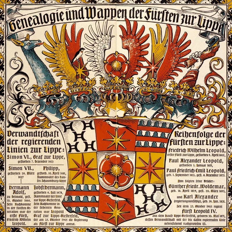 Genealogy and coat of arms of the princes of Lippe od Otto Hupp