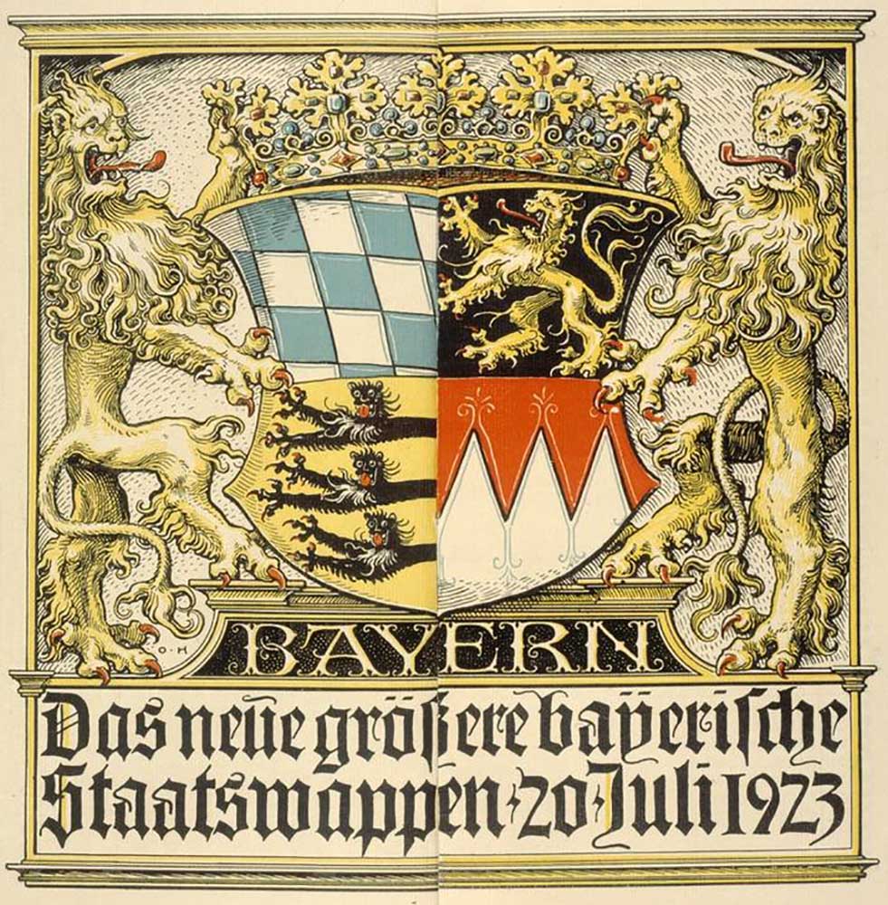 The new larger Bavarian coat of arms, July 20, 1923 od Otto Hupp