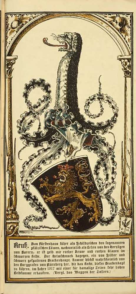 The root coat of arms of the German princely houses: Reuß od Otto Hupp