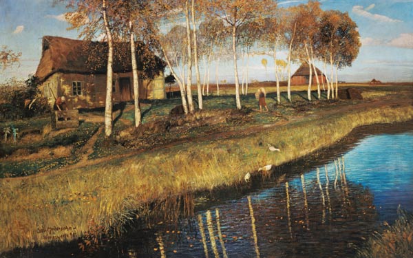 Autumn morning at the bog channel od Otto Modersohn
