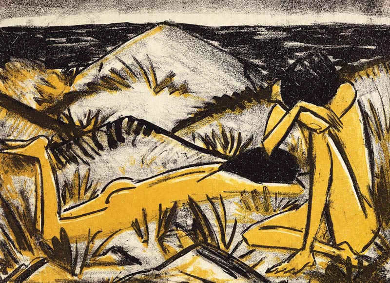 Zwei Mädchen in den Dünen, Sylt od Otto Mueller