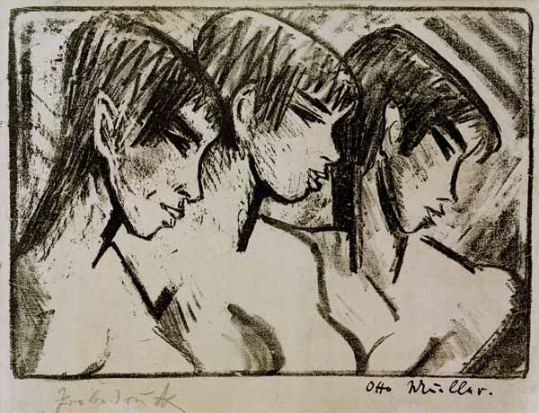 Drei Mädchen im Profil od Otto Mueller