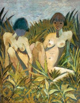 Two girls in the reed