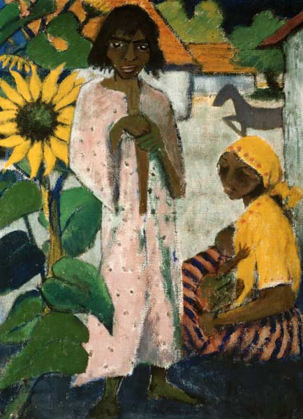 Gypsy with sunflowers od Otto Mueller