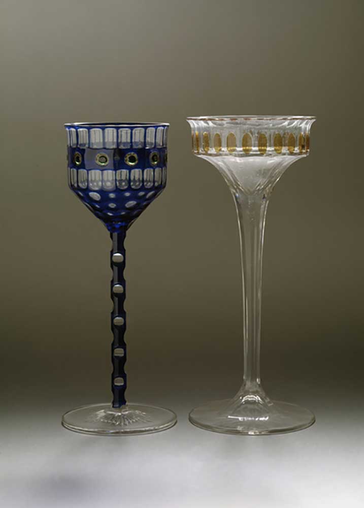 Two glasses a pied draw by Otto Prutscher (1880 1949), one on the left of 1906 Dim h 20 cm on the ri od Otto Prutscher