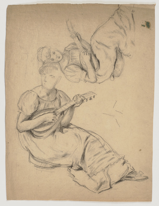 Mandoline spielende Frau od Otto Scholderer