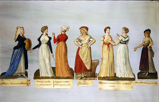 Dresses and costumes in vogue during the French Revolution od P. A. Lesueur