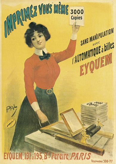 Poster advertising 'Eyquem' printers od Pal