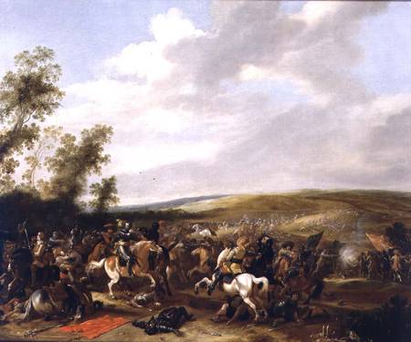 Battle Scene at Lutzen between King Gustavus Adolfus of Sweden against the Troops of Wallenstein od Palamedes Palamedesz
