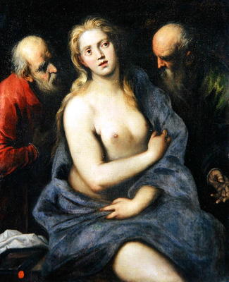 Susanna and the Elders (oil on canvas) od Palma Il Giovane
