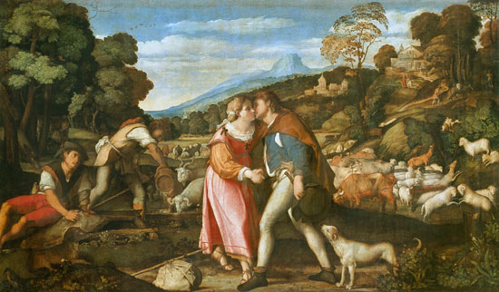 Jakob und Rahel od Palma il Vecchio (eigentl. Jacopo Negretti)