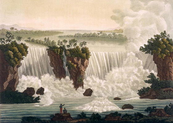 Niagara Falls, 1818, from 'Le Costume Ancien et Moderne', Volume I, plate 30, by Jules Ferrario, pub od Paolo Fumagalli