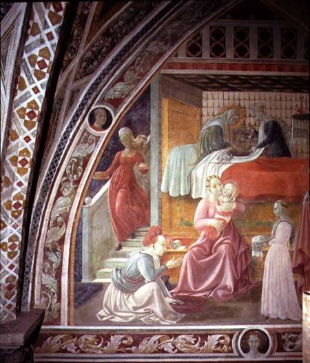 The Birth of the Virgin, detail from the fresco cycle of The Lives of the Virgin and St. Stephen, fr od Paolo Uccello