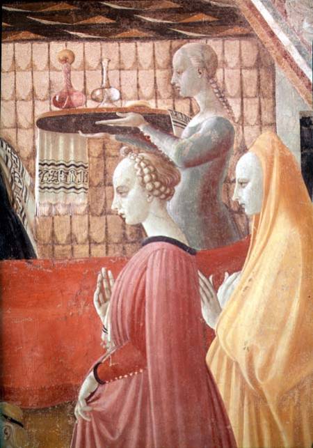 Birth of the Virgin, detail of a servant and two attendants od Paolo Uccello