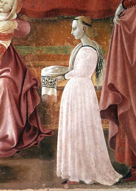 The Birth of the Virgin, detail of a standing maid servant from the fresco cycle of the Lives of the od Paolo Uccello