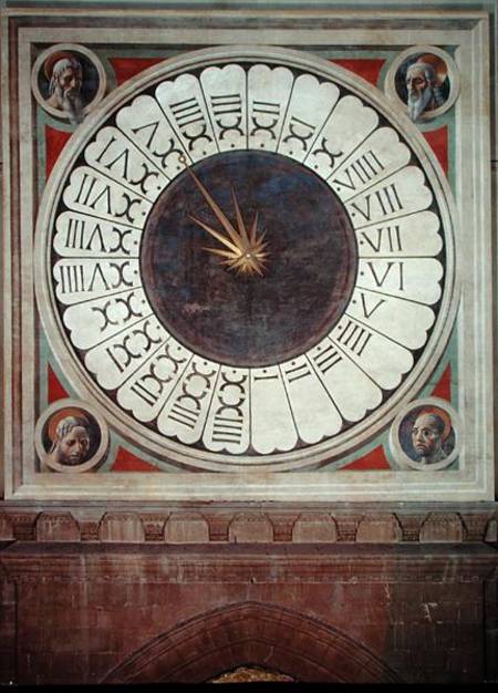 Canonical clock with the heads of four prophets od Paolo Uccello