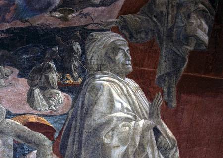 The Flood and Subsidence of the Waters and the Sacrifice and Drunkenness of Noah, detail of a prayin od Paolo Uccello