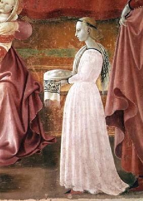 The Birth of the Virgin, detail of a standing maid servant from the fresco cycle of the Lives of the