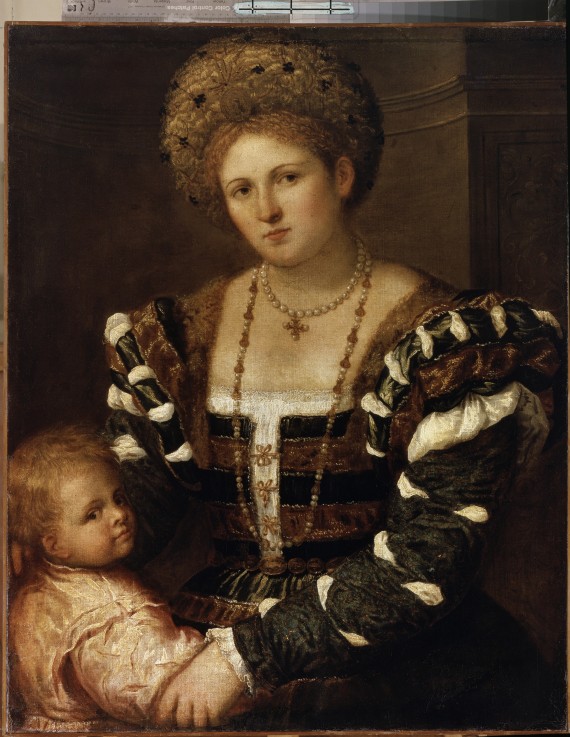 Portrait of a Lady with a Boy od Paris Bordone