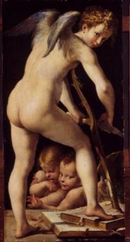Cupid Carving a Bow od Parmigianino